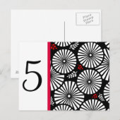 Retro zwart-witte bloemen Tafel Nummer Ansichtkaar Briefkaart (Voorkant / Achterkant)