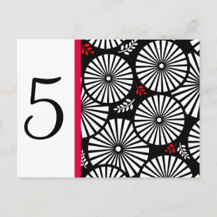 Retro zwart-witte bloemen Tafel Nummer Ansichtkaar Briefkaart