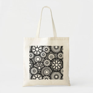 Retro zwart witte bloemen Tas