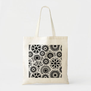 Retro zwart witte bloemen Tas