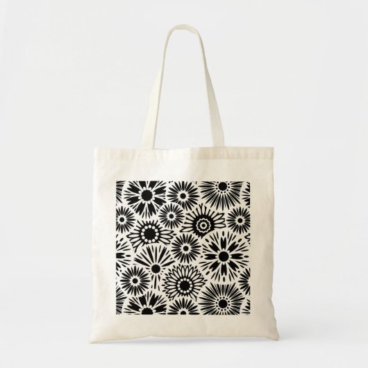 Retro zwart witte bloemen Tas (Voorkant)