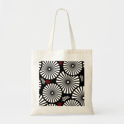 Retro zwart witte bloemen Tas (Voorkant)