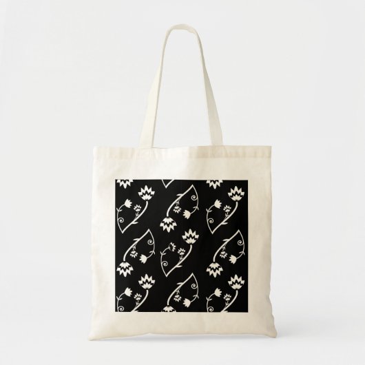 Retro zwart witte bloemen Tas (Voorkant)