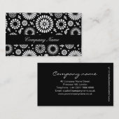 Retro zwart witte bloemen Visitekaartje (Voorkant / Achterkant)