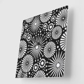 Retro zwart witte bloemen wandklok (Hoek)