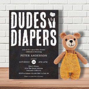 Retro Zwart Witte Kerels & Luier Heren Baby Shower Kaart