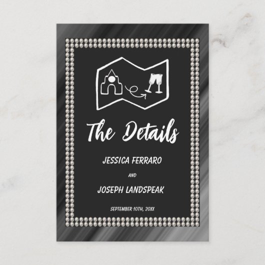 Retro Zwart & Witte Parels & Kaart (Voorkant)