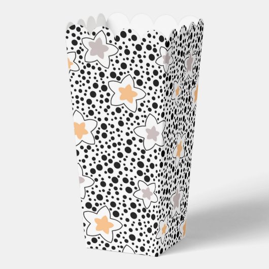 Retro zwart-witte stippen met sterren bedankdoosjes (Achterkant)