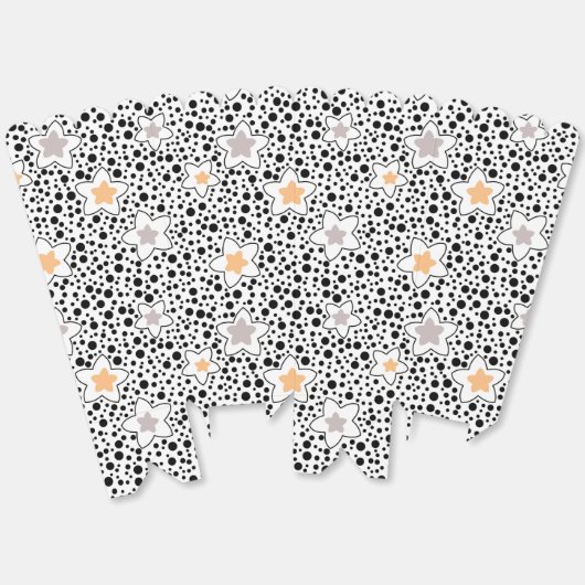 Retro zwart-witte stippen met sterren bedankdoosjes (Ongevouwen)