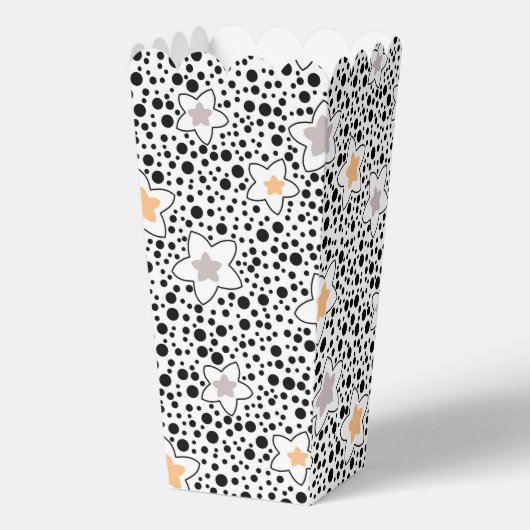 Retro zwart-witte stippen met sterren bedankdoosjes (Voorkant)