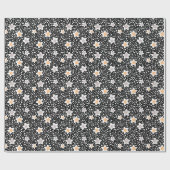Retro zwart-witte stippen met sterren cadeaupapier (Vlak)