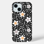 Retro zwart-witte stippen met sterren Case-Mate iPhone case (Achterkant)