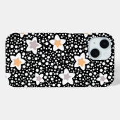 Retro zwart-witte stippen met sterren Case-Mate iPhone case (Achterkant (horizontaal))