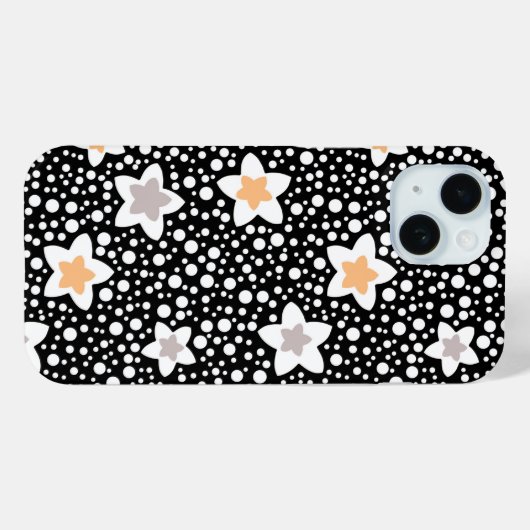 Retro zwart-witte stippen met sterren Case-Mate iPhone case (Achterkant (horizontaal))