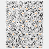 Retro zwart-witte stippen met sterren fleece deken (Voorkant)