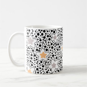 Retro zwart-witte stippen met sterren koffiemok