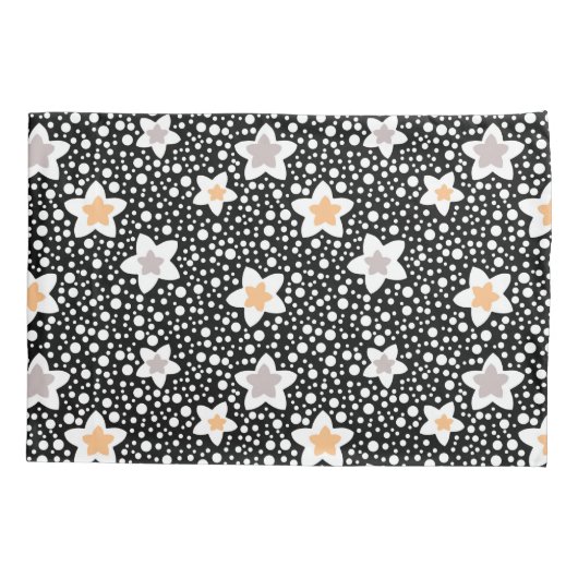 Retro zwart-witte stippen met sterren kussensloop (Achterkant)