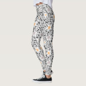 Retro zwart-witte stippen met sterren leggings (Links)