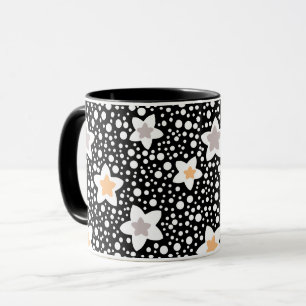Retro zwart-witte stippen met sterren mok