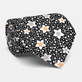 Retro zwart-witte stippen met sterren stropdas (Opgerold)