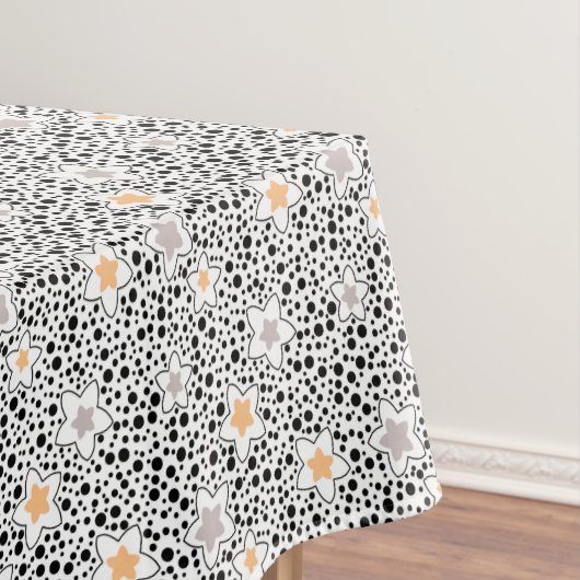 Retro zwart-witte stippen met sterren tafelkleed (Voorbeeld)