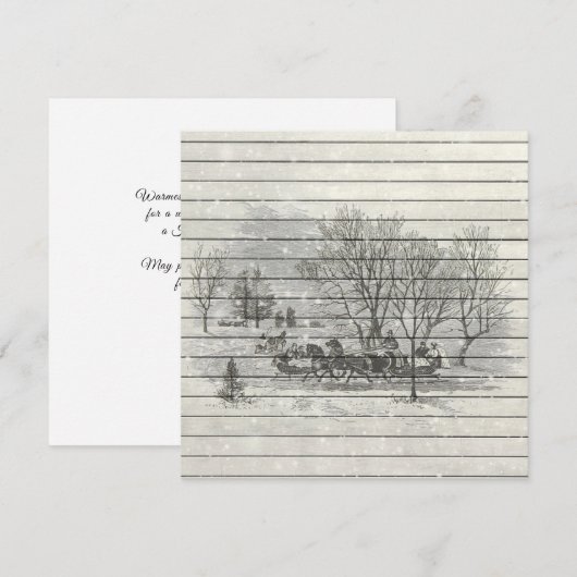 Retro | zwart-witwintergebied feestdagenkaart (Voorkant / Achterkant)