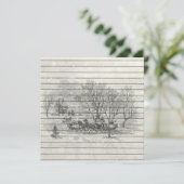 Retro |  zwart-witwintergebied feestdagenkaart (Staand voorkant)