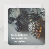 Retro Zwart Zilver Kerst Decoraties Feestdagenkaart (Voorkant)