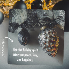 Retro Zwart Zilver Kerst Decoraties Feestdagenkaart