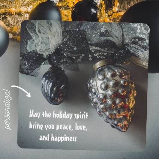 Retro Zwart Zilver Kerst Decoraties Feestdagenkaart