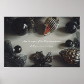 Retro Zwart Zilveren Kerst Decoraties (Voorkant)