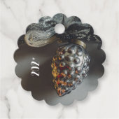 Retro Zwart Zilveren Kerst Decoraties Bedankjes Labels (Voorkant)