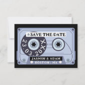 Retro Zwarte Cassetterecorder Bewaar de Datum Kaar Save The Date (Voorkant)