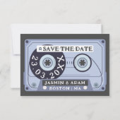 Retro Zwarte Cassetterecorder Save The Date Kaart (Achterkant)