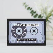 Retro Zwarte Cassetteroll Trouwdag Save The Date (Staand voorkant)