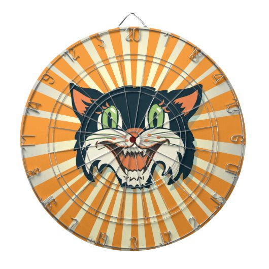 Retro  zwarte Cat dartbord (Voorkant)