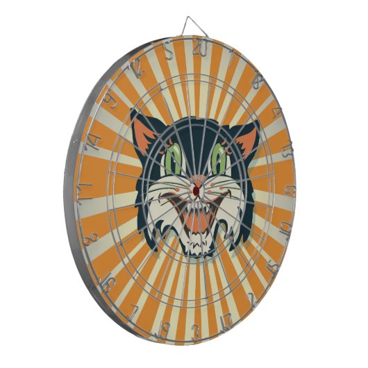 Retro  zwarte Cat dartbord (Voorkant Links)