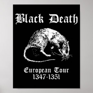 Retro Zwarte Dood Europese Tour Illustratie Poster