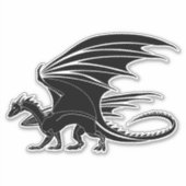 Retro Zwarte Draak - Mythisch Wezen Sticker (Voorkant)