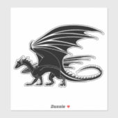 Retro Zwarte Draak - Mythisch Wezen Sticker (Vel)