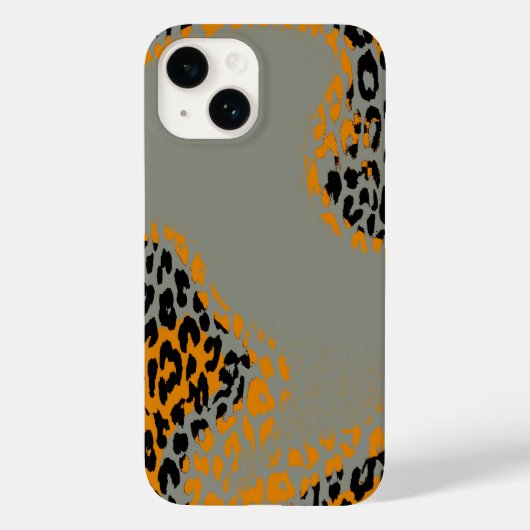 Retro zwarte en gele luipspafdruk op grijs Case-Mate iPhone case (Achterkant)