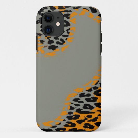 Retro zwarte en gele luipspafdruk op grijs Case-Mate iPhone case (Achterkant)