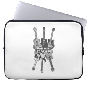Retro-zwarte en witte gitaren voor gitaristen laptop sleeve