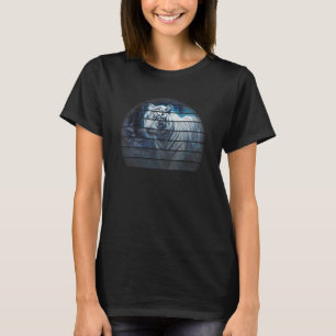Retro zwarte en witte tijger met blauwe ogen t-shirt