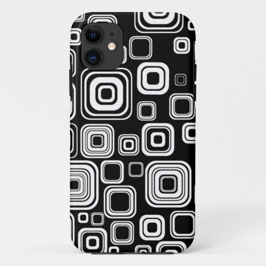 Retro zwarte en witte vierkantjes Case-Mate iPhone case (Achterkant)