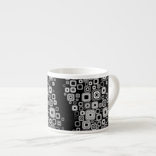 Retro zwarte en witte vierkantjes espresso kop (Voorkant rechts)