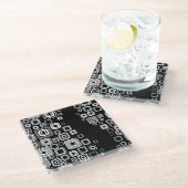 Retro zwarte en witte vierkantjes glazen onderzetter (Schuin)