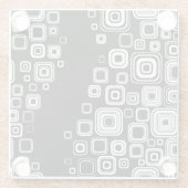 Retro zwarte en witte vierkantjes glazen onderzetter (Achterkant)