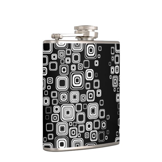 Retro zwarte en witte vierkantjes heupfles (Rechts)