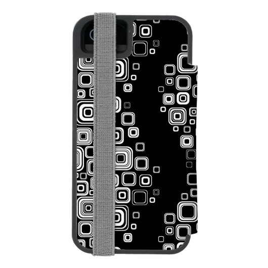 Retro zwarte en witte vierkantjes incipio iPhone portemonnee hoesje (Agenda Achterkant)